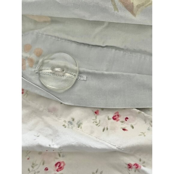 Simply Shabby Chic Queen Floral Cotton Duvet Cover Pink & Green On Light Blue - Picture 8 of 16